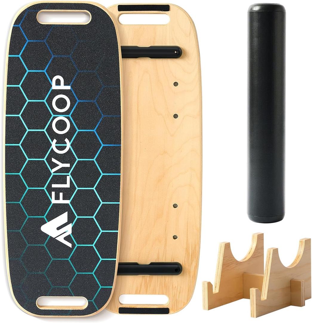 Balance Board for Adult with Adjustable Stoppers: 3 Modes Wobble Board with Roller Exercise Balancing Stability Trainer for Improve Balance Non Slip Surface, with stand