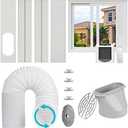 Foancie Portable AC Window Vent Kit with 5.9” Exhaust Hose & Coulper, Universal Window Seal for Portable Air Conditioner, Adjustable AC Duct Kit for Sliding Horizontal & Vertical Windows