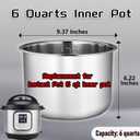 Upgraded Stainless Steel Inner Pot for Instant Pot 6 Quart, Food-Grade 304(18/8) Stainless Steel, with 2 Sealing Rings & 1 Sealing Lid