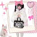 Kawaii Ita Bag for Girls, Ruffle Crossbody Tote with 3 Clear Display Pockets, Fits iPad, Detachable Strap