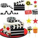 12 PCS Cake Topper Glitter Cupcake Toppers Picks Movie Night Birthday Party Decoration for Movie Theme Birthday Party Baby Shower Supplies