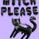 HOUSE OF PARTY Extra large 29.5 * 32 inch Black Cat Halloween Balloons Party Kit, 2 Sets of ' Witch Please' Letter Balloons + Witch's Cat Balloon for Halloween Birthday Party Decorations Supplies