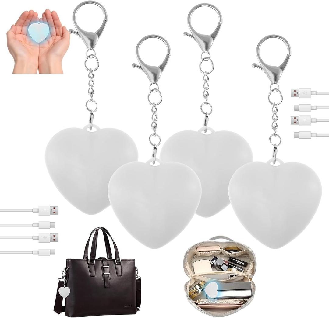Hevtsde 4Pcs Purse Glow Heart Light  Automatic Sensor Purses Lamp, Portable Touch Activated Handbag Night Light, Heart Shaped Purse Lamp for Women Girls Mother Friends (4 PCS)