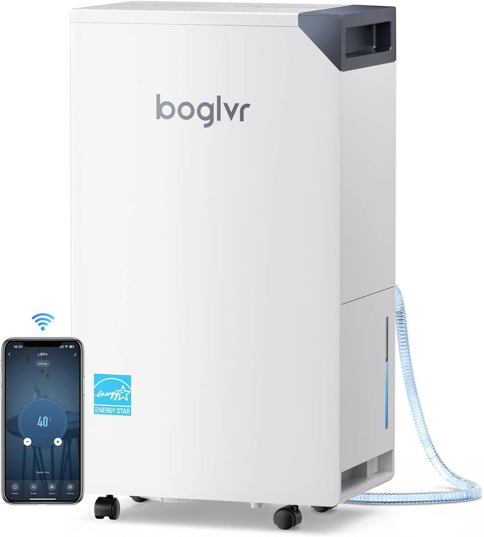 4500 Sq.Ft Most Efficient Energy Star, Max 80Pint/D (Standard 52Pint/D) Smart Compressor Dehumidifier with Drain Hose, WiFi/APP, Intelligent Humidistat, for Basement, Home, Bedroom, Bathroom(White)