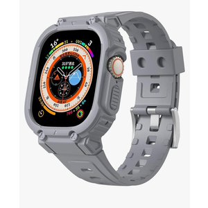 Compatible with Apple Watch Ultra/Ultra 2 49mm Band with Bumper Case,TPU Rugged Military Shockproof Sports Strap for iWatch Ultra 2/Ultra 49mm for Women and Men