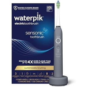 Waterpik Sensonic Sonic Electric Toothbrush, Rechargeable Toothbrush for Adults with 3 Modes, Travel Case, USB Charger, Modern Gray STW-03W027, Packaging May Vary