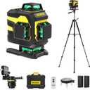 IKOVWUK 4x360 Laser Level Pro Kit with Tripod, 4D Cross Line Laser Level with Fine-tuning Bracket, 16 Lines Laser Level with 2 * 4000mAh Battery, Compact Adjustable 59.8-inch Tripod Included