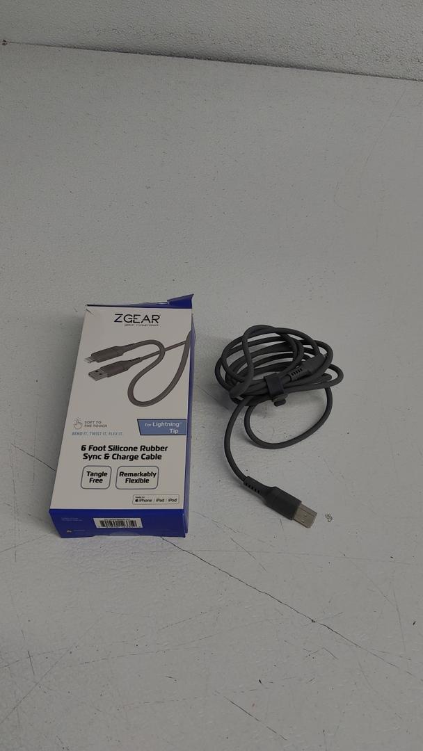 ZGEAR 6FT Silicone Rubber Sync and Charge Cable GREY
