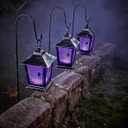 Spirit Halloween Purple LED Creepy Spider Lantern Pathway Markers, 3 Pack