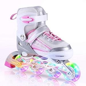 Kuxuan Skates Inline Skates Adjustable for Kids,Girls Skates with All Wheels Light up,Fun Illuminating for Girls and Ladies, 3Y-6Y