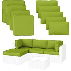 9 Pack Patio Cushion Covers Outdoor Furniture Cushion Slipcovers Replacement Waterproof with Zipper for 5 Pcs Patio Furniture Set, Covers Only, Grass Green