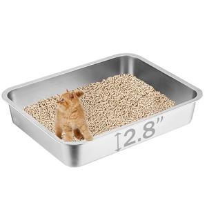 Stainless Steel Cat Litter Box, 15.7"×11.8"×2.8" Metal Litter Pan, Small Litter Box for Little Cats Kittens, Easy Cleaning