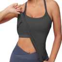 MathCat Workout Tank Tops for Women with Built in Bra, Sleeveless Gym Tops Seamless Racerback Athletic Yoga Shirts (Small, Carbongrey)