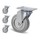 4 Inch Casters Set of 4 Heavy Duty Caster Wheels with Swivel 1200Lbs Rubber Wheel Silent Castor Industrial Plate Casters Wheels for Cart Furniture Workbench-4 Swivel