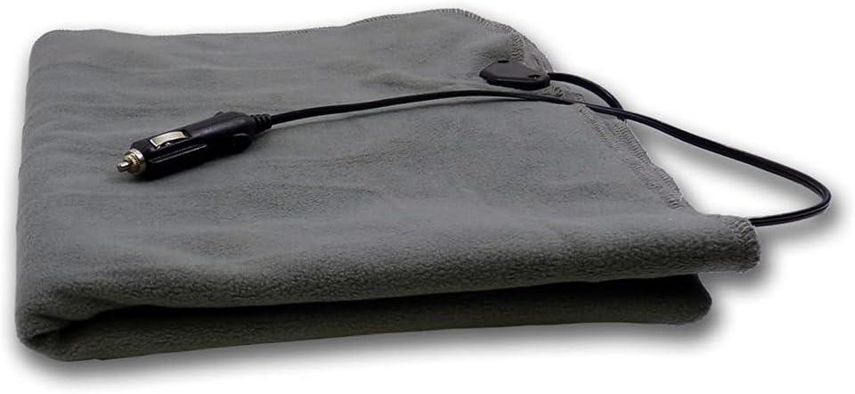 Schumacher Electric Heated Polar Fleece Lap Blanket, SA877, 64 Inch Cord, for Emergencies, Road Trips, Camping, and Tailgating, Plugs into 12 Volt DC Accessory Outlet (27.5" x 43", Gray)
