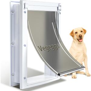 Pet Door, Interior and Exterior Large Dog Doors, PC Frame and Telescoping Tunnel Doggy and Cat Doors, Doggie Door with Double Magnetic Flaps and Sliding Lock Panels (Pets Up to 100 Lb) L