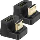 Up Down Angle Mini HDMI Extension Extender, 180 Degree U-Shaped Mini HDMI Adapter 8K, UHD2.1 U-Shaped Converter Coupler Connector Supports 48Gbps Bidirectional Transmission (2 Pack)
