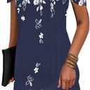 Summer Casual Dresses for Women Sexy Maxi Cold Shoulder T Shirt Dress Tank Mini Dresses, XXL, Floral White