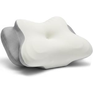 Cervical Pillow for Neck Pain & Side Sleepers Patented Ergonomic Memory Foam Pillow  Adjustable Height for Back & Side Sleeping, Anti-Snoring (Grey+White, Standard Height)