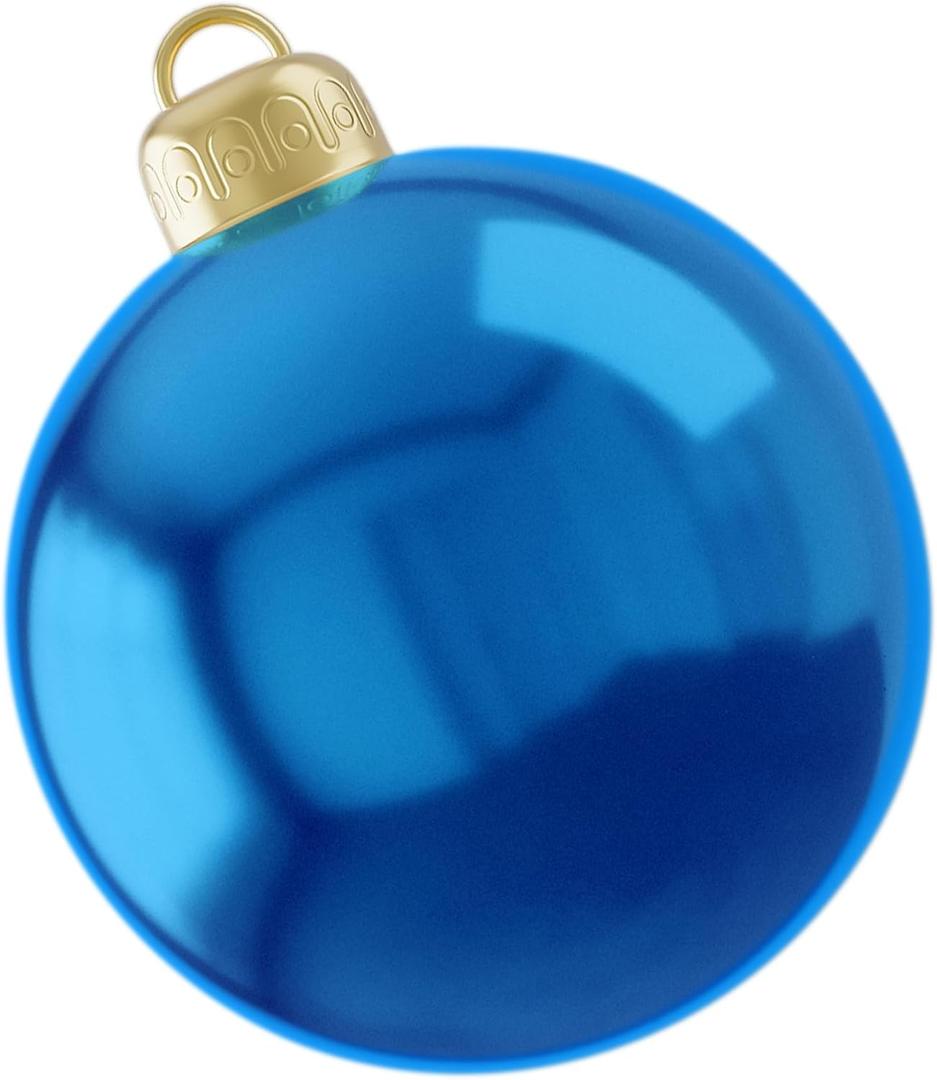 PVC Inflatable Christmas Decorations Ball, 24 Inch Oversized Yard Christmas Ornaments, Xmas Balloon Giant Inflatable Ornaments Outdoor Outside Holiday Yard Lawn Decor (Blue)