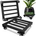 Plant Caddy with Wheels, 2 Pack 12 Inch Plant Stand with Wheels Metal Square Planter Dolly with Lockable Caster Heavy Duty Dolly Base for Indoor Outdoor Holds up 380 Lbs Pots Planter, Black
