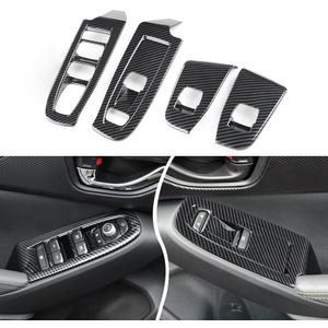 INTGET 4PCS Window Switch Panel Covers for 2024 2025 2026 Subaru Crosstrek/Impreza Accessories Carbon Fiber Plastic Window Control Switch Button Cover (4pcs)