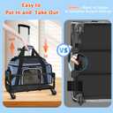 Petskd Top and Side Expandable Pet Carrier with Wheels 18x11x11 Inches Delta United Airline Approved, Soft-Sided Carrier for Small Cats and Dogs with Locking Safety Zippers and Anti-Scratch Mesh(Blue)