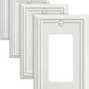 Decorative Framed Design Switch Plates Outlet Covers, Duable Metal Wall Plates (Off White/1 Decorator 4 Pack)