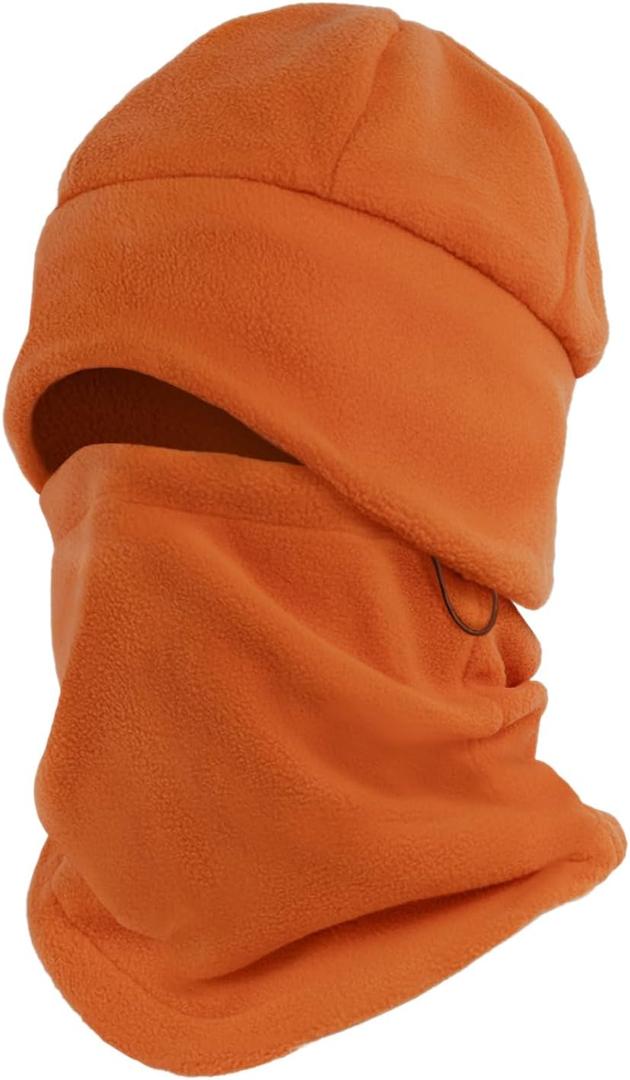 Winter Beanie Hat Scarf Set with Ear Flaps for Men Women Knit Fleece Lined Skull Cap Windproof Neck Warmer Gaiter Orange (Orange)