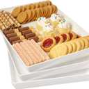 US Acrylic Avant White Plastic Serving Trays (Set of 3) 15 x 10 | Large Reusable Rectangular Party Platters | Serve Appetizers, Fruit, Veggies, & Desserts | BPA-Free & Made in USA