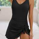 Aidonger One Piece Swim Dress Swimsuits for Women Tummy Control Swimdress Skirt Bathing Suit (Black, L)