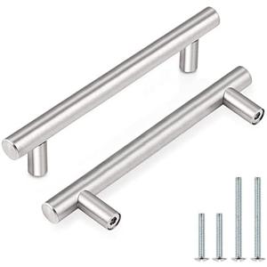 Probrico 5 Pack|4 Inch Hole Centers T Bar Cabinet Handles Drawer Pulls,Satin Nickel Cabinet Pulls Stainless Steel, Kitchen Cabinet Hardware for Cupboard Wardrobe Drawer Closet Nightstand