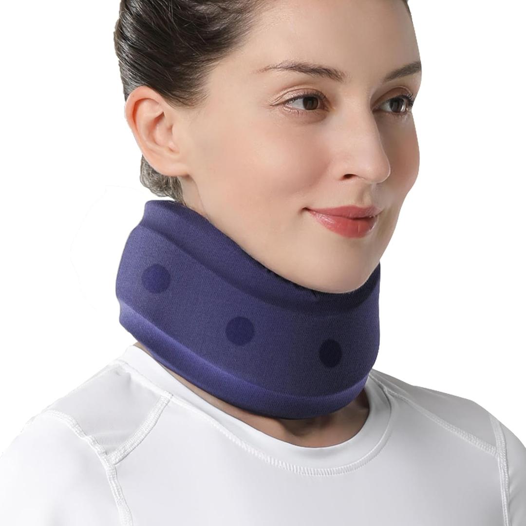 Velpeau Neck Brace for Neck Pain and Support - Soft Cervical Collar for Sleeping, Snoozing, Sleeping Upright, Anti-Snoring, Sleep Apnea for Women & Men (Blue, Enhanced Version, L: 14-16.5"/3.3")