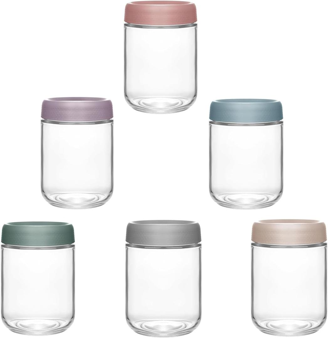 16 Oz Overnight Oats Containers with Lids - 6 Pack Glass Storage Jars with Airtight Lids Wide Mouth Mason Food Jars Great for Meal Prep Salad Chia Pudding Snacks Yogurt Sugar Spice Cereal