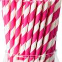 [100 Pack]Party Straws Disposable 7.75'' x0.24'' Biodegradable Pink Paper Drinking Straw for Cocktail, Milkshake, Coffee, Lemonade