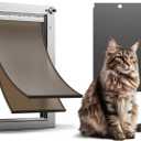 Cat Door, All Aluminum Small Dog Doggy Doggie Door for Install in Interior Exterior Doors or Wall, Heavy Duty Pet Door, 2 Magnetic Flaps, Energy Efficient, Closing Panel for Pets Up to 22Lb
