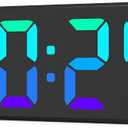 LED Digital Wall Clock with Dynamic RGB Display, Big Digits, Auto-Brightness, 12/24Hr Format, Modern Electric Small Silent Wall Clock for Living Room, Bedroom, Classroom, Farmhouse, Kitchen, Office