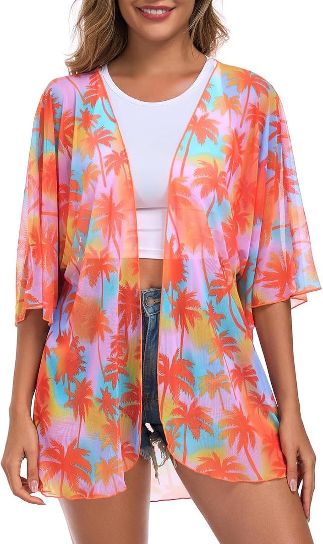 RELLECIGA Beach Cover Up for Women Swimsuit Kimono Cardigans Loose Casual Bathing Suit Coverups (M)