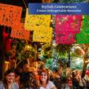 Mexican Party Banners (5 Pack with 10 Plastic Flags per Banner) - Papel Picado Mexicano Para Fiesta - Plastic Papel Picado - Fiesta Themed Party Decorations - Mexican Decor Cinco de Mayo
