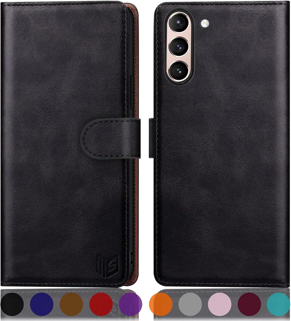 SUANPOT for Samsung Galaxy S21 FE Wallet case RFID Blocking Credit Card Holder, PU Leather Flip Folio Book Phone case Cover Women Men for Samsung S21 FE 5G case Wallet(Black)