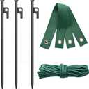 3 Pcs Heavy Duty Steel Tree Stake Kit, Tree Supports for Leaning Tree Protection with 3 PCS 11.8" Steel Tree Stakes, 3 PCS 15.8" Tree Straps32.8 FT Rope