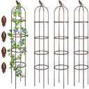 4 Pack 6 ft Garden Obelisk Trellis for Climbing Plants Outdoor Rustproof Rose Pots Tall Tower Metal Garden Trellis for Outdoor Indoor Vines Flower Plants Support(Brown)