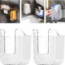 2 Pcs Clear Wipes Dispenser, Holder for Kitchen & Bathroom, Refillable Container Box, Wall Mounted Tissue Box Holder
