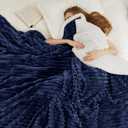 Bedsure Sherpa Blanket Queen Size for Bed - Super Soft, Cozy Fleece Thick Warm Blanket for Winter, GentleSoft Home Room Decor, Navy Blue, 90x90 Inches