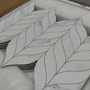 SUNWINGS 10-Sheet Leaf Waterjet Peel and Stick Backsplash, 12.4" x 10.7" White Marble Looks Self-Adhesive Tiles, Stick on Backsplash for Kitchen & Bathroom