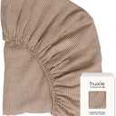 Huxie - Super Soft Muslin Fitted Baby Crib Sheets for Boys and Girls – Standard Size for 28'' x 52'' Crib Mattress - 100% Organic Cotton for Ultimate Comfort (Natural Stripe)