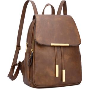 KKXIU Trendy Vegan Leather Backpack Purse for Women and Ladies Shoulder Travel Daypacks Bags (Z-Brown)