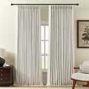 Pinch Pleated Linen Curtains 100% Blackout 96 Inches Long for Bedroom | Natural Black Out Thermal Insulated Curtain Room Darkening Memory Trained Pleat Window Drapes with Hooks, 2 Panels, 40"Wx96"L