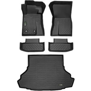 HAFIDI Floor Mats & Cargo Liner Set Fit for 2015-2026 Ford Mustang (NOT for Mustang Mach E) All Weather Protection TPE Anti-Slip Automotive Full Set Floor Liners Custom Accessories - Black