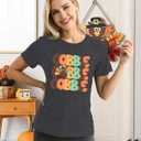 Thanksgiving Day Shirt for Women Gobble Turkey Tshirt Thanksgiving Tee Tops (Gray, M)